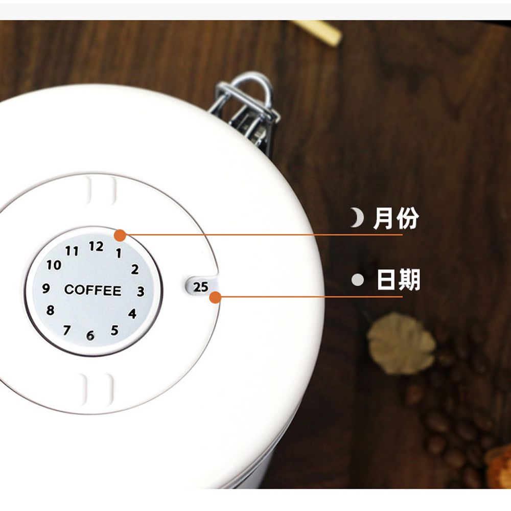 PUSH! 居家生活用品304不銹鋼咖啡豆密封罐排氣閥密封儲物罐茶葉罐乾果咖啡罐帶勺I90