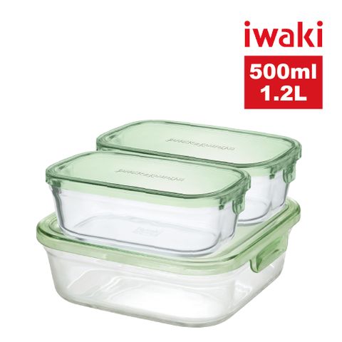 【iwaki】日本耐熱玻璃微波/焗烤保鮮盒2+1超值組