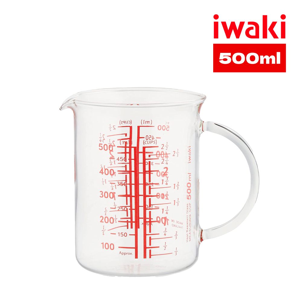 iwaki 日本多刻度耐熱玻璃把手量杯-500ml