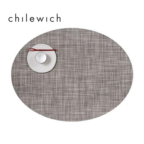 美 Chilewich-Mini Basket細籃網編-橢圓形餐墊48x35cm(礫石灰/GRAVEL) 餐墊 防滑墊 墊子 桌墊