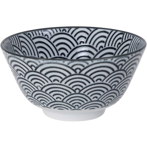 Tokyo Design 瓷製餐碗(浪紋黑12cm)