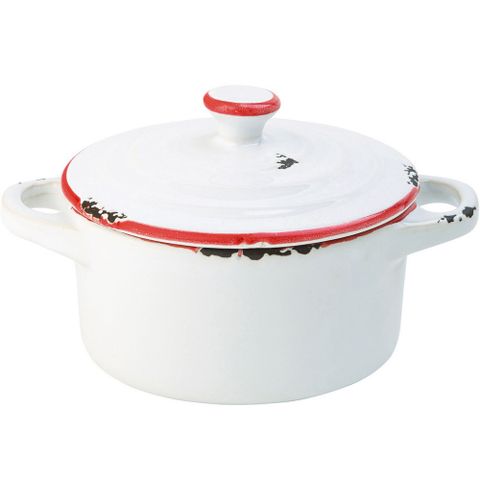 《Utopia》附蓋雙耳石陶餐碗(紅10cm) | 飯碗 湯碗