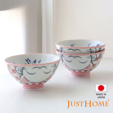 Just Home日本製丸浦大平-招財貓飯碗3件碗盤組(日本製 碗 飯碗)