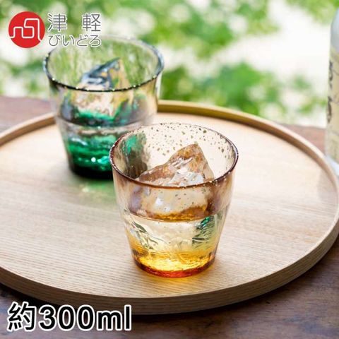 ADERIA 日本進口津輕系列手作金彩玻璃對杯禮盒300ML