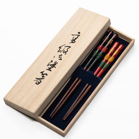 【琉球塗】琉球堆錦 日本 琉球手繪漆筷2入禮盒組 夫妻筷 傳統工藝(琉球塗 琉球堆錦 夫妻筷)
