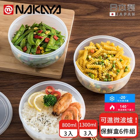 【日本NAKAYA】日本製圓形透明收納/食物保鮮盒6件組