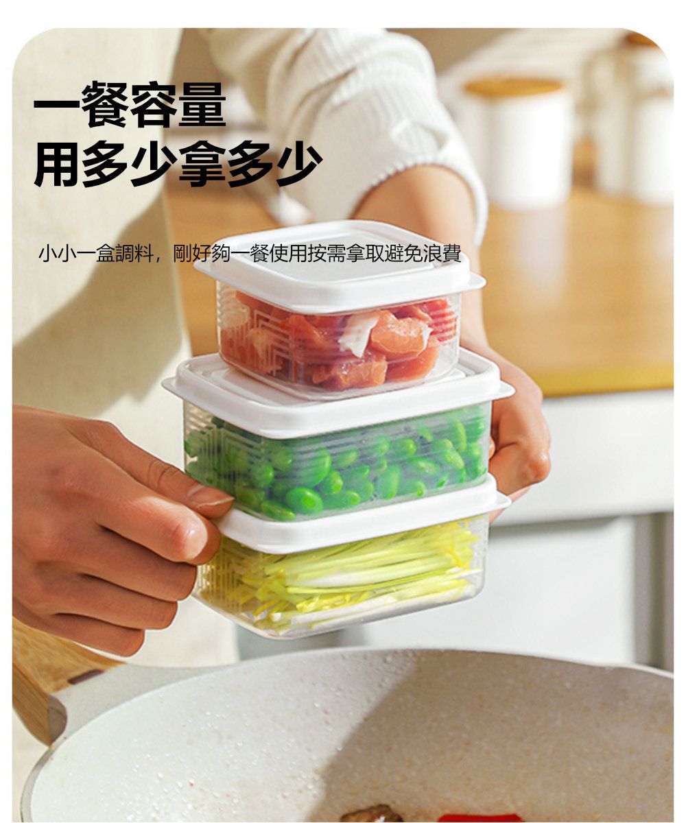 一餐容量用多少拿多少小小一盒調料,剛好夠一餐使用按需拿取避免浪費