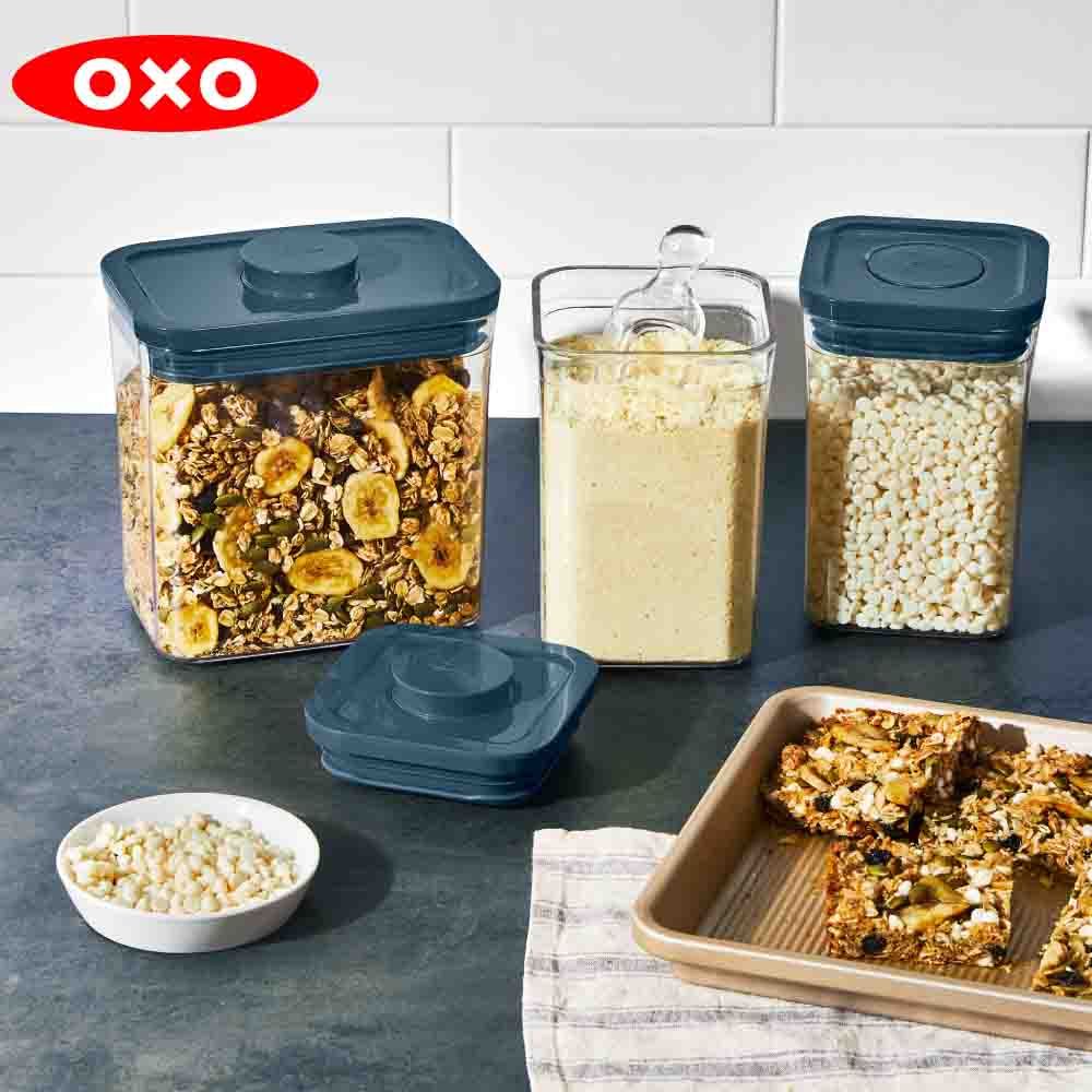 OXO POP 3件組飛瀑藍-正方1.L x2 長方1.6Lx1 (限量福利品）