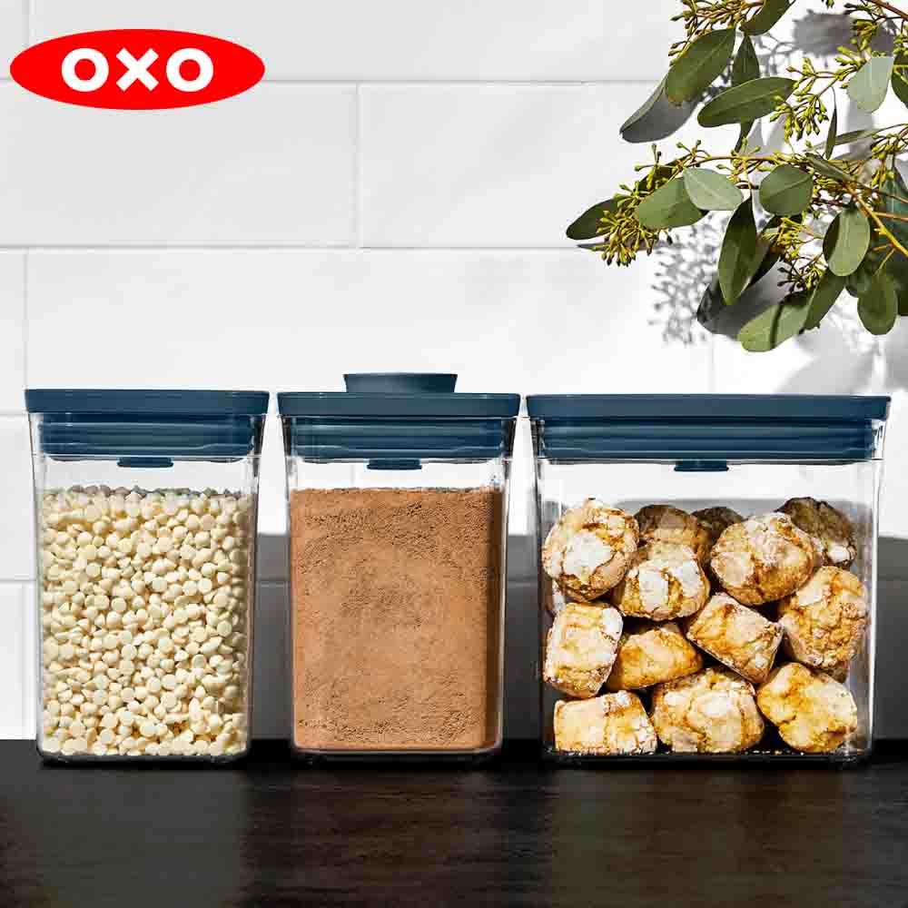 OXO POP 3件組飛瀑藍-正方1.L x2 長方1.6Lx1 (限量福利品）