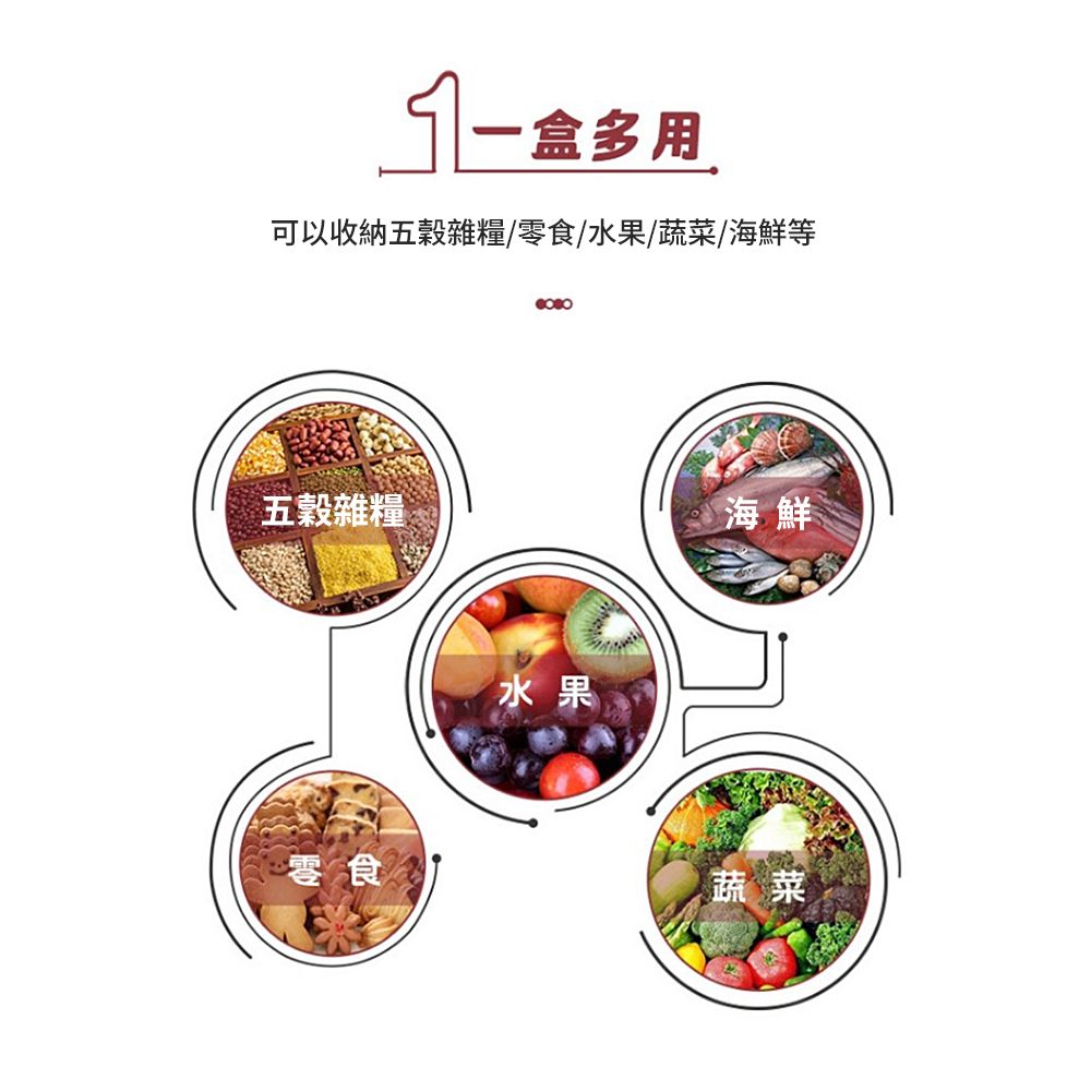JDTECH 冰箱密封收納保鮮盒 可微波加熱便當盒 六件套（五穀雜糧/零食/水果/蔬菜收納盒 儲物盒）