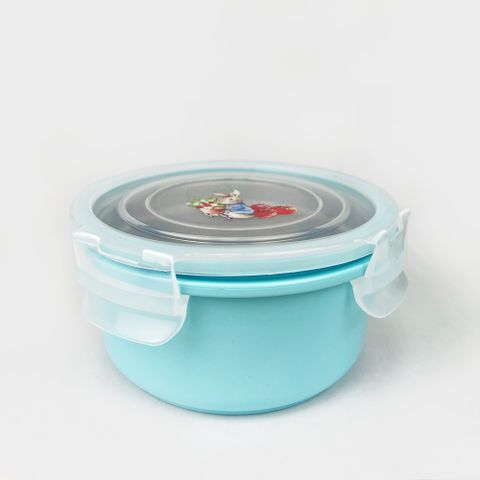 【比得兔】3件式圓形餐碗保鮮盒 - 內層不銹鋼設計