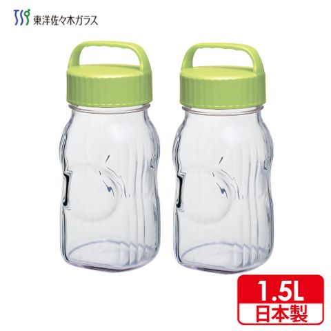 【日本製】佐佐木玻璃醃漬罐1500ml-橘(2入組)