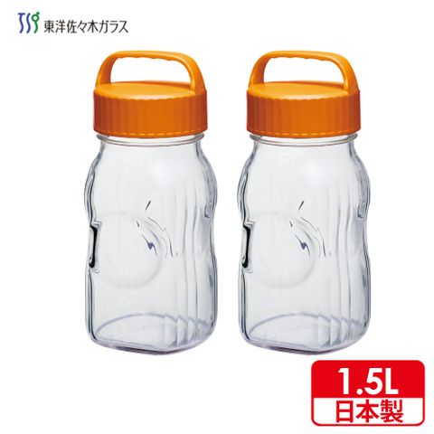 【日本製】佐佐木玻璃醃漬罐1500ml-橘(2入組)