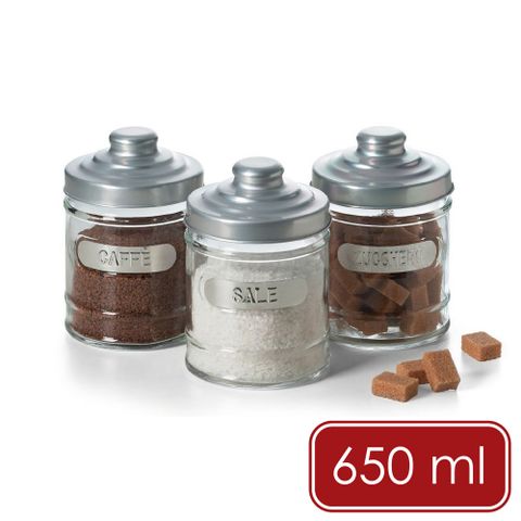 《EXCELSA》Trix玻璃收納罐3入(義式復古650ml)