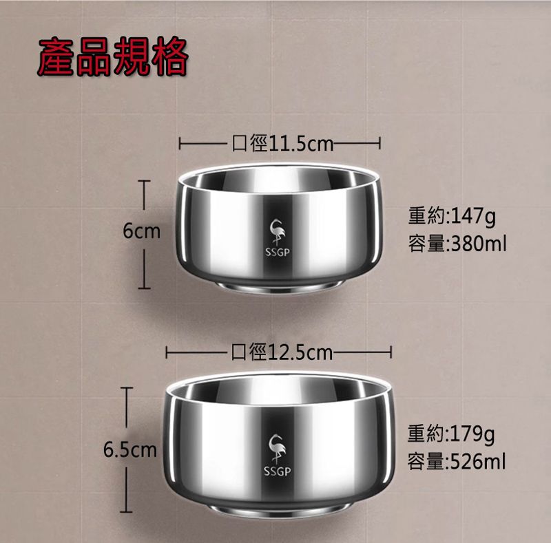 口徑11.5cmT重約:147g6cm容量:380mlSSGP口徑重約:179g 6.5cm容量:526mlSSGP