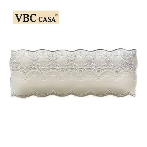 義大利VBC casa-手工浮雕蕾絲系列米白色34x13cm長盤 餐盤 淺盤 長盤