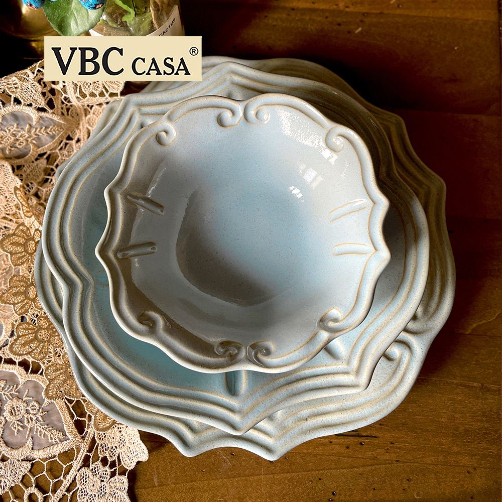  義大利VBC casa-FONDACO系列-23.5cm湯碗-復古灰藍 湯盤 深盤 水果盤