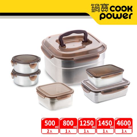 【CookPower 鍋寶】316不鏽鋼保鮮盒時饌6入組 EO-BVS46141208105Z2