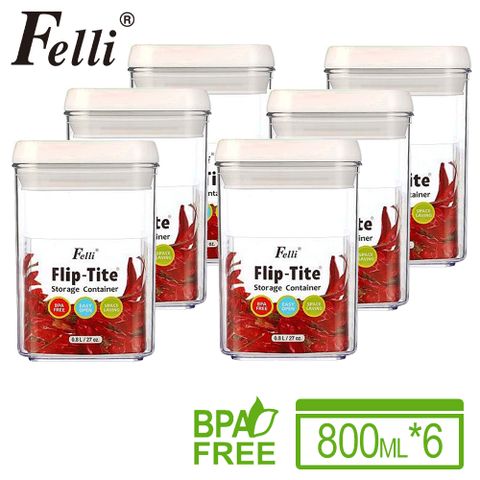 【Felli】易百拉方形密封罐800mlx6入組