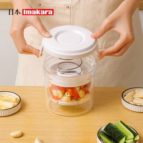【日本Imakara】家用按壓式醃菜罐/食品醃漬器-1300ml