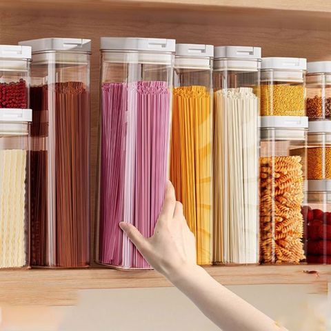 【木洸】麵條PET材質密封盒 五穀雜糧儲物罐 小零食收納盒 八件套廚房密封儲物罐