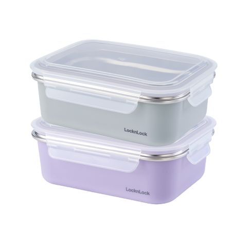 【樂扣樂扣】可微波玩美Match不鏽鋼隔熱便當盒 1200ml x 2入組