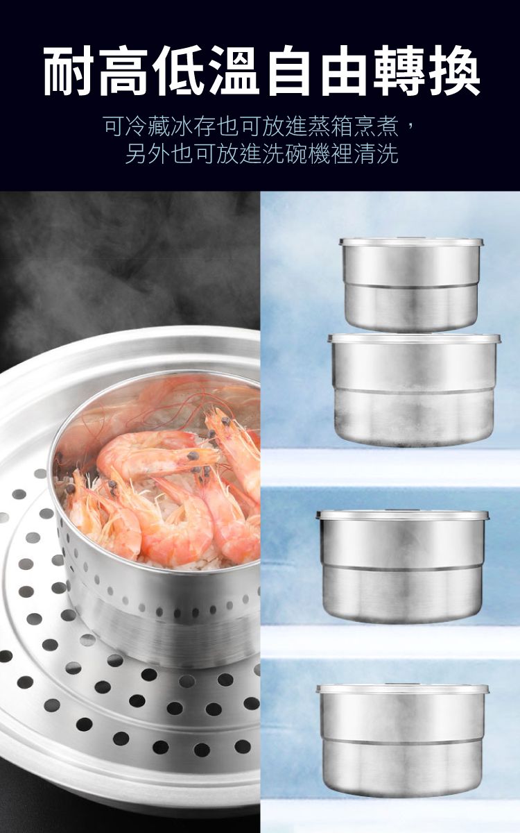 耐高低溫自由轉換可冷藏冰存也可放進蒸箱烹煮,另外也可放進洗碗機裡清洗