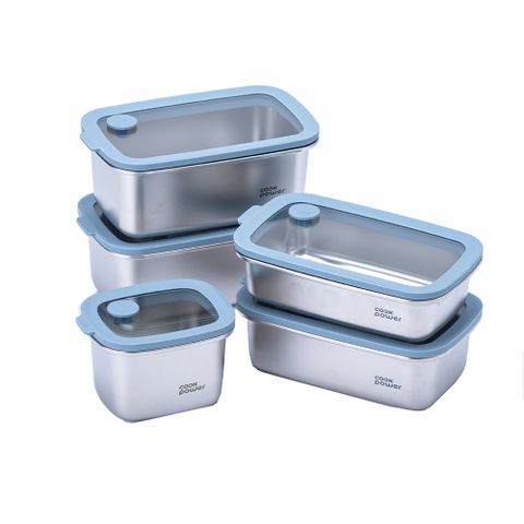 【CookPower 鍋寶】鮮盾pro 可微波不鏽鋼保鮮盒恆鮮5件組