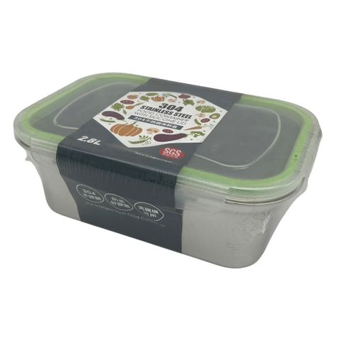 304不鏽鋼保鮮盒/便當盒/餐盒(2.8L)-1入