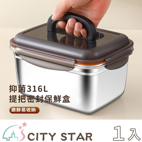 【CITY STAR】密封帶蓋大容量水果食物不鏽鋼保鮮盒-2800ml-1入