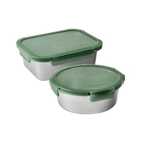 Corelle Brands 康寧餐具 Eco Fresh 316不鏽鋼可微波大容量保鮮盒兩入組