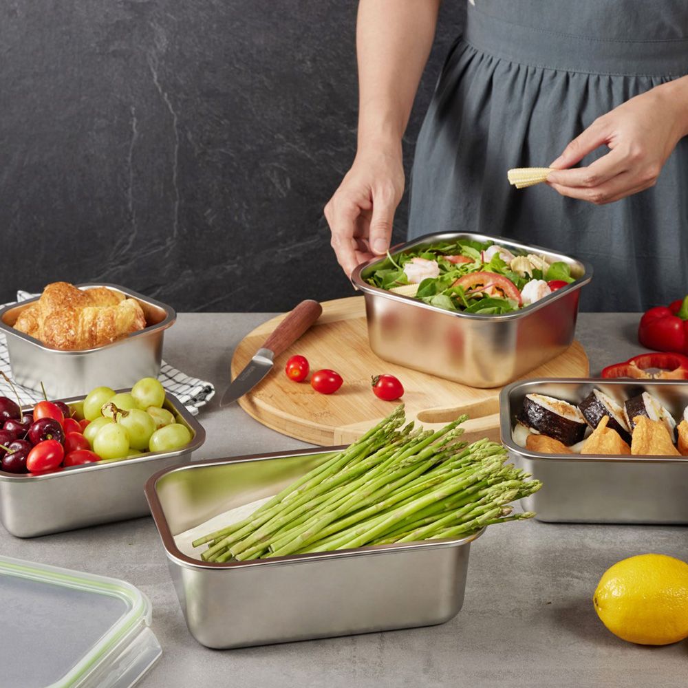 Corelle Brands 康寧餐具 Eco Simple可微波304不鏽鋼保鮮盒4件組