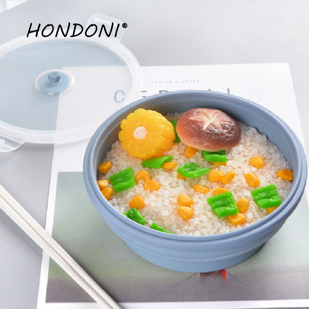 HONDONI  廚房拾光 矽膠摺疊保鮮盒四件組+雙口保冷保溫袋 圓形星空藍