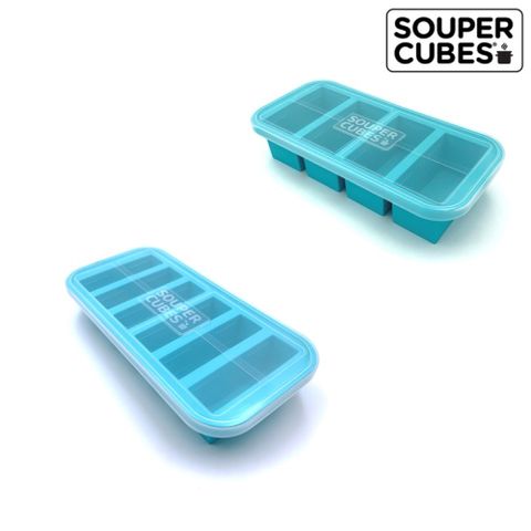 Souper Cubes 多功能食品級矽膠保鮮盒-湖水綠-2件組(4格+6格)