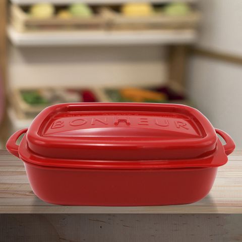 日本製鑄鐵鍋造型可微波保鮮盒-方形-500ml-3入