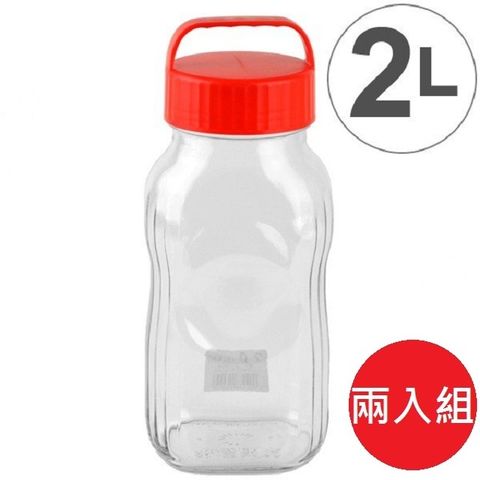 日本【東洋佐佐木】玻璃醃製甁 紅色 2000ml 兩入組