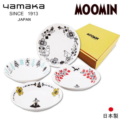 Moomin 嚕嚕米 【日本山加yamaka】彩繪陶瓷深盤禮盒4入組 (MM1400-184)