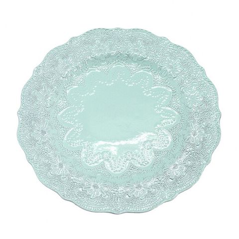 義大利VBC casa-手工浮雕蕾絲系列（蒂芬妮綠）28cm餐盤