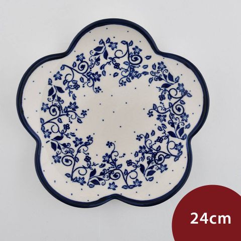波蘭陶 悠藍花徑系列 花形深盤 24cm 波蘭手工製