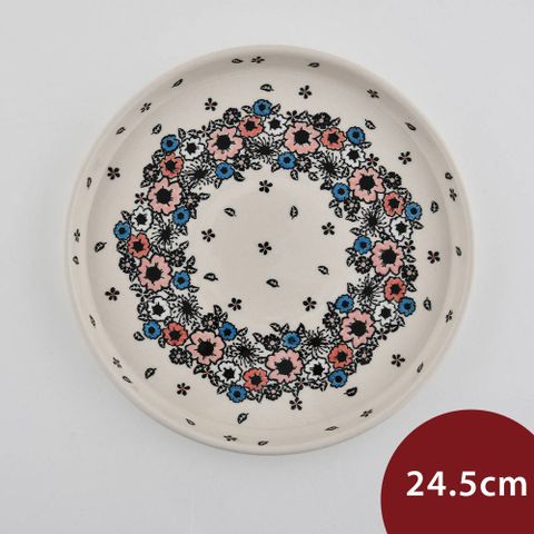 波蘭陶 繽紛花環系列 圓形淺盤 24.5cm 波蘭手工製