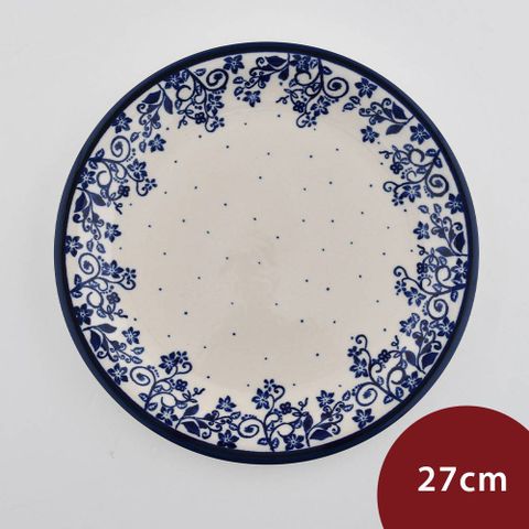 波蘭陶 悠藍花徑系列 圓形淺盤 27cm 波蘭手工製
