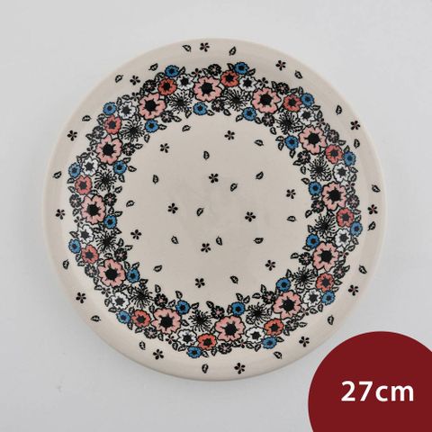 波蘭陶 繽紛花環系列 圓形淺盤 27cm 波蘭手工製