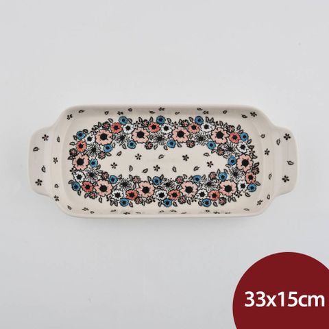 波蘭陶 繽紛花環系列 長方形托盤 33x15cm 波蘭手工製