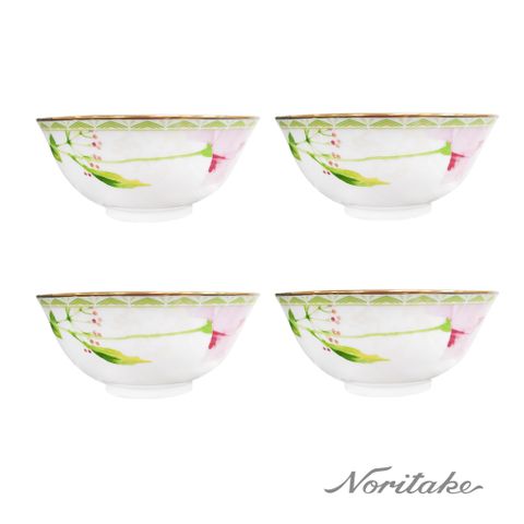 Noritake 湖畔花語金邊-飯碗12CM 4入