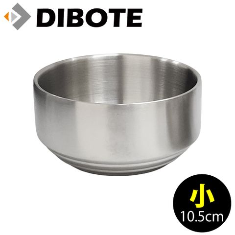 【DIBOTE迪伯特】304不鏽鋼韓式磨砂碗 雙層隔熱 防燙設計 (小)