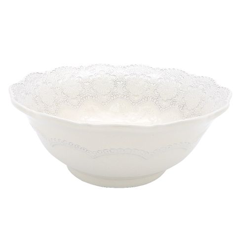 義大利VBC casa-手工浮雕蕾絲系列（米白色）25cm沙拉碗