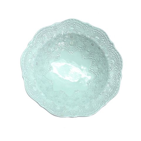 義大利VBC casa-手工浮雕蕾絲系列（蒂芬妮綠）19cm沙拉碗