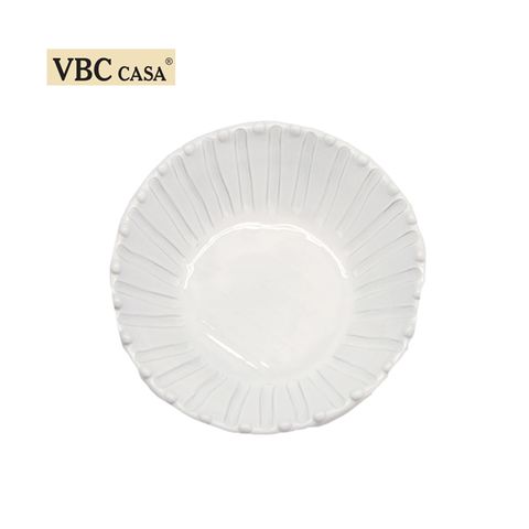 義大利VBC casa-簡約純白條紋系列18cm麥片碗 經典白 手工製作 碗