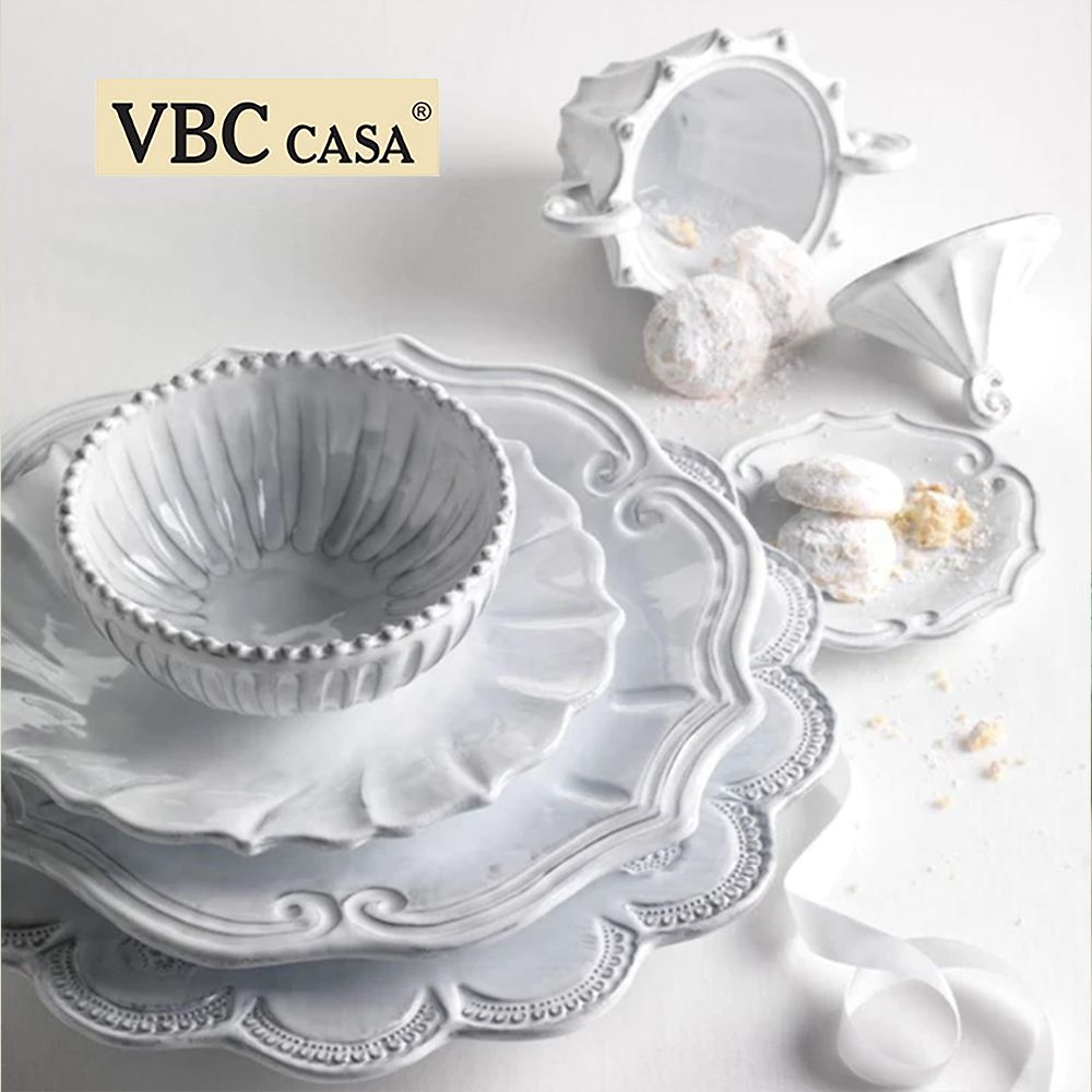  義大利VBC casa-簡約純白條紋系列14cm有角碗(2件組) 湯碗 碗 點心碗