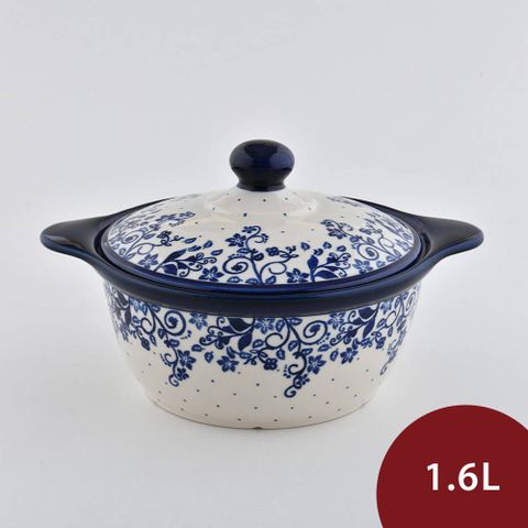 波蘭陶 悠藍花徑系列 陶鍋 1.6L 波蘭手工製